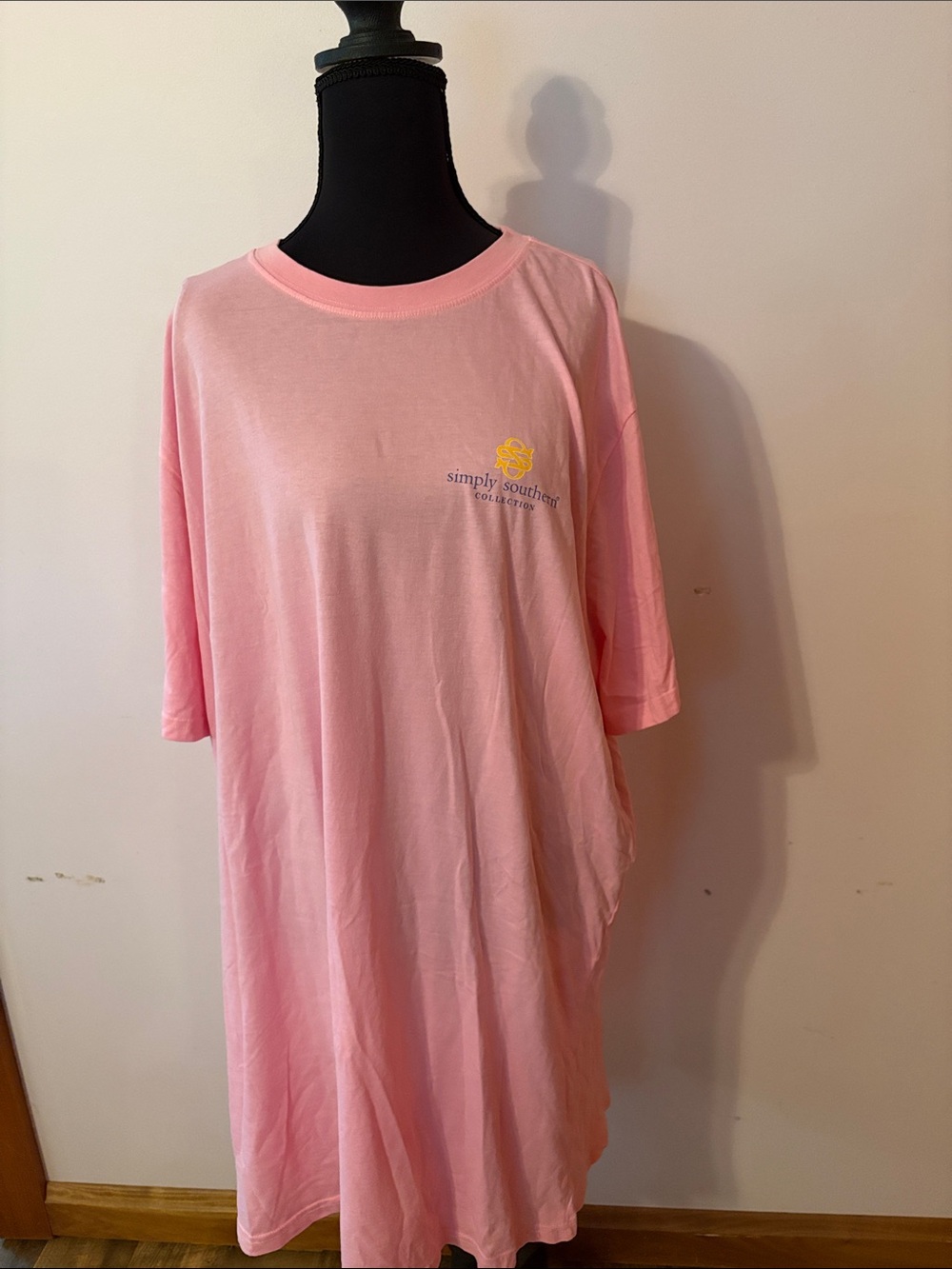 Simply Southern Pink Short Sleeve Lounge Tee/shirt with Yellow Chest Logo